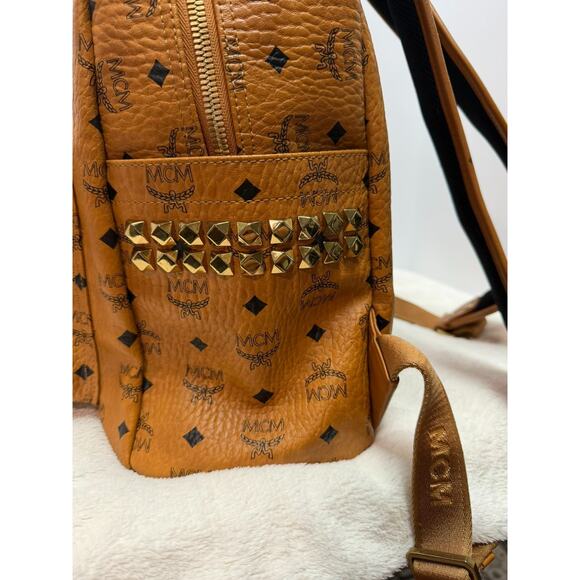 MCM Large Stark Studded Backpack Visetos Canvas | Cognac | Large | Authentic COA main image 8